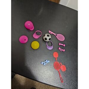 Vintage 1990s Barbie Tennis Sports Work Out Accessories